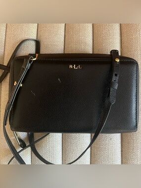 Ralph Lauren Whitby Black Leather Crossbody Purse